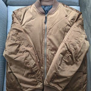 Mango Men Satin Bomber Jacket - Tobacco Brown